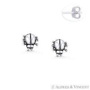 Bug / Tick Insect Charm Stud Earrings in Oxidized .925 Sterling Silver